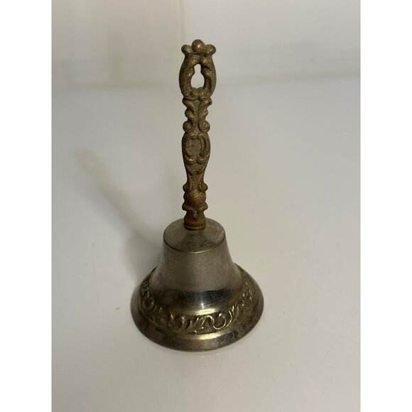 Vintage Solid Brass Hand Bell – 4.75" Ornate Victorian Style Decorative Bell MCM - Picture 2 of 5